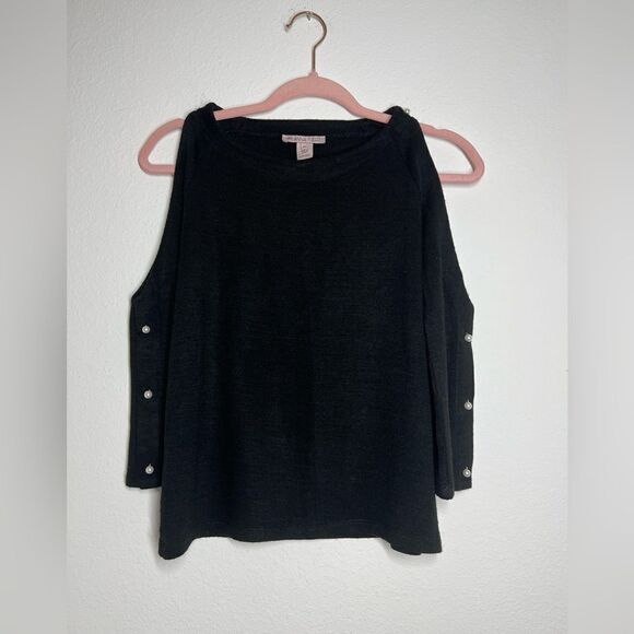 Anna Field Open-shoulder Sweater Black with White Faux Pearls Size XS/ 34 EU - Picture 1 of 14